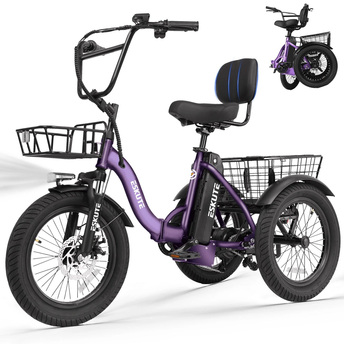 ESKUTE T300 Foldable Electric Trike With 624Wh Battery 1200W Motor
