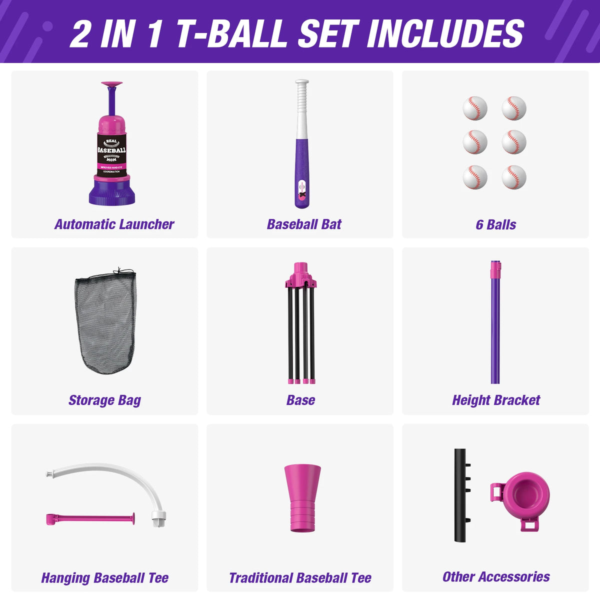 QDRAGON Kids Baseball Set With Pitching Machine And Tee Stand