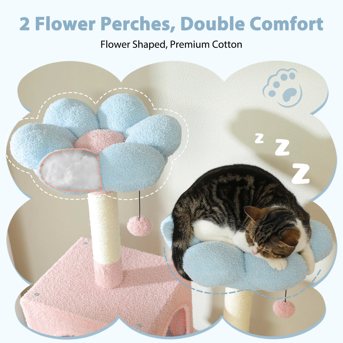 Petepla 184cm Luxury Cat Tree Tower With Hammock