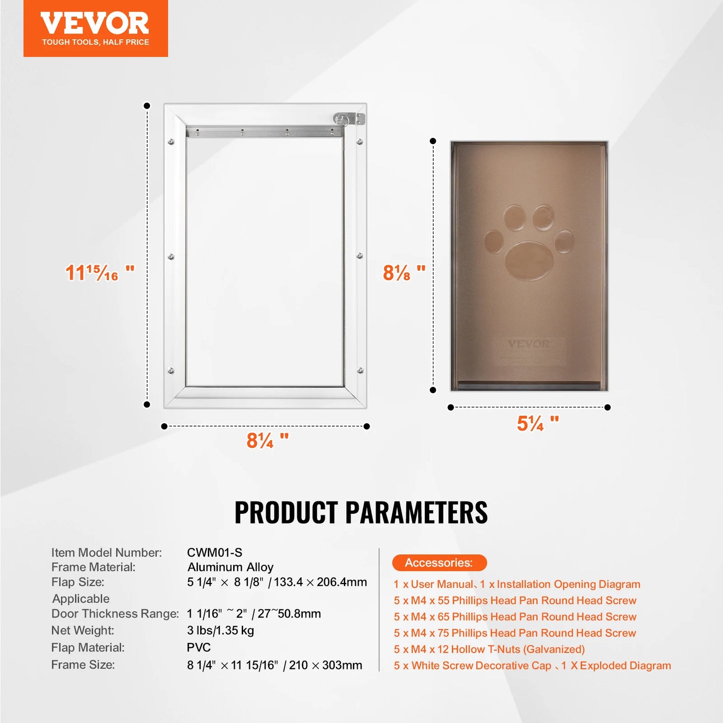 Pet Door With Aluminum Frame Locking Flap System Weatherproof