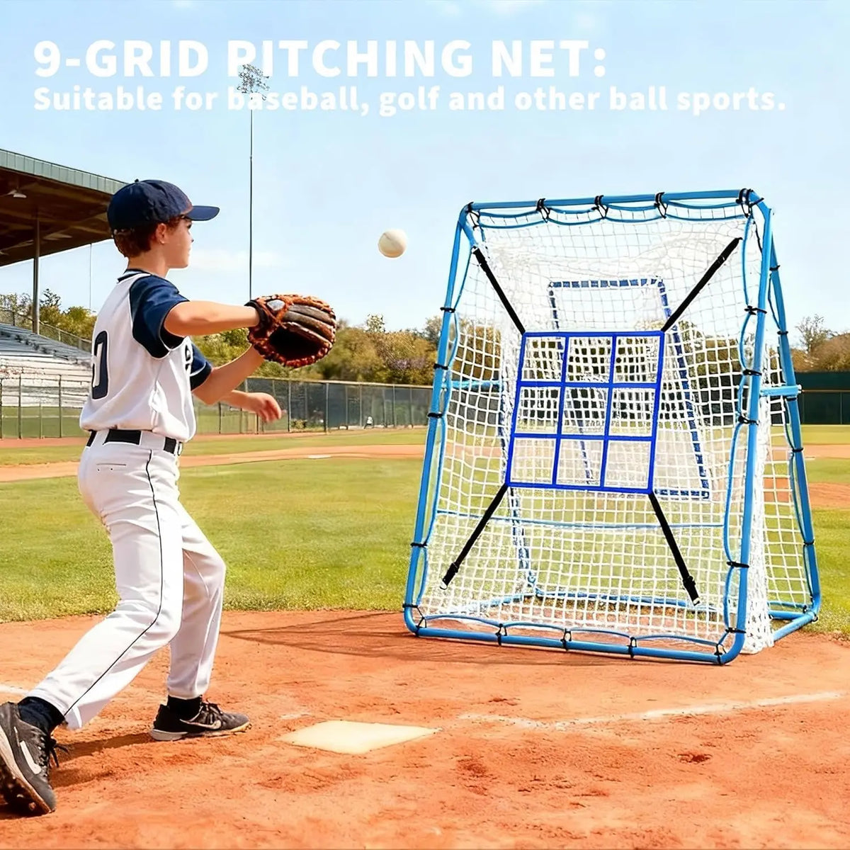 Tacleekii Adjustable Baseball Rebounder Net for Solo Practice and Training