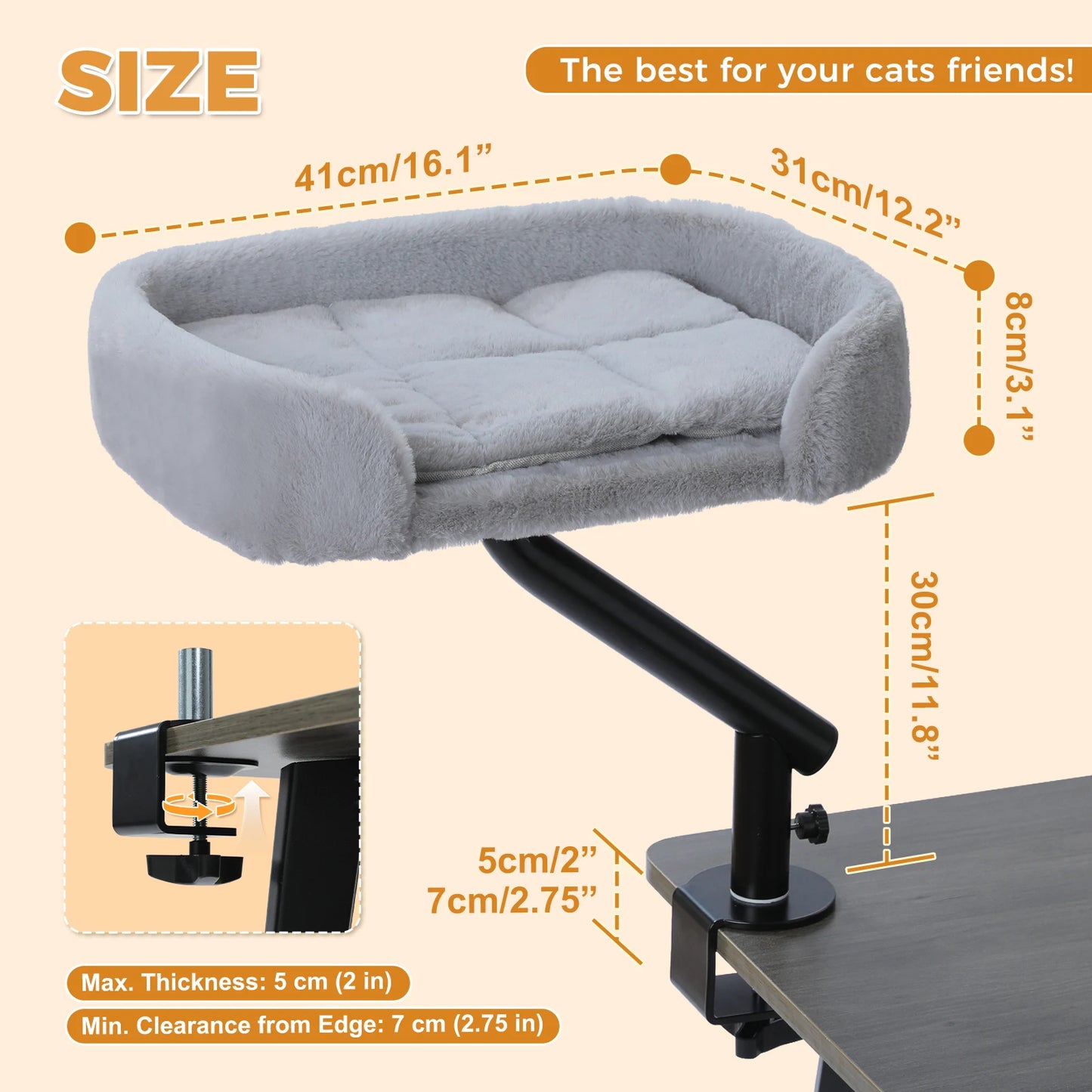 PAWZ Road Cat Desk Bed 360 Degree Rotatable Stand Hammock for Tables
