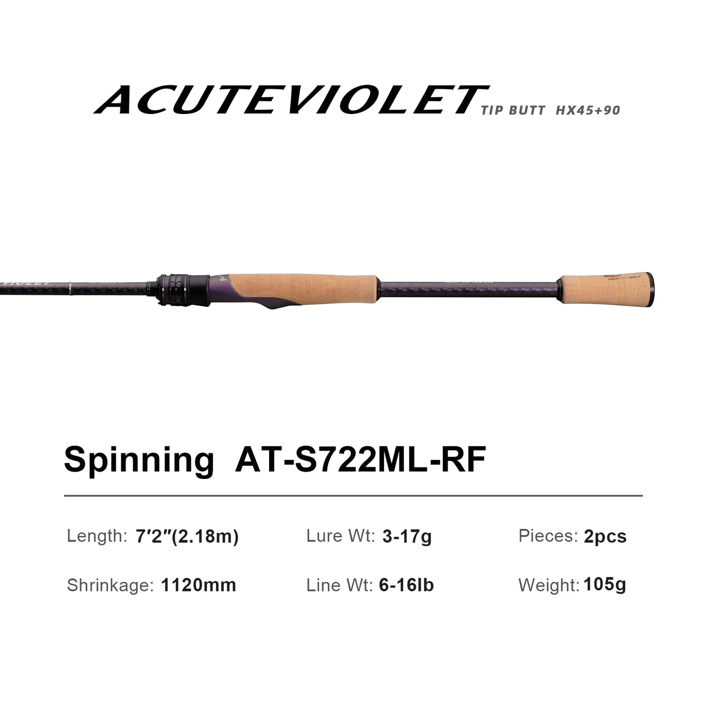 Pure-Lure Acute Fast Action Bass Spinning Rod With Titanium Ring