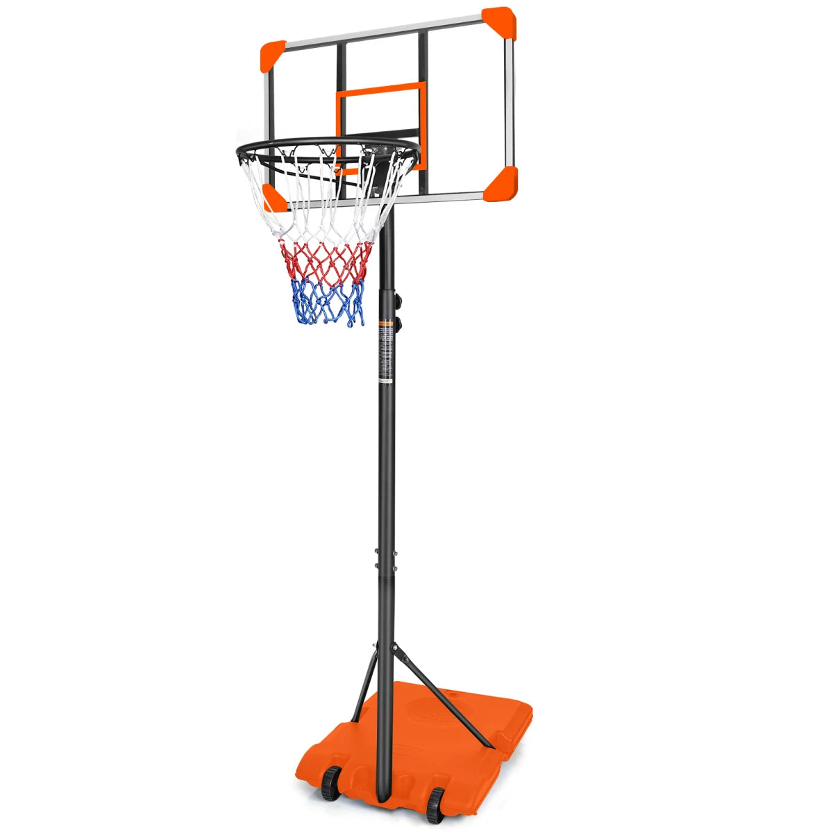 Portable Basketball Hoop System With Stable Wheeled Base For Indoor Outdoor Play