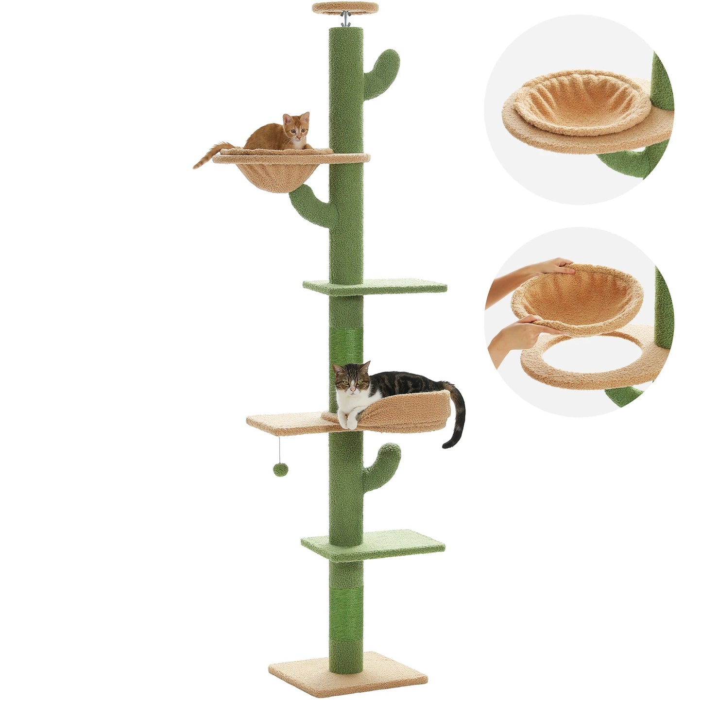 PEQULTI Cactus Cat Tree Tower For Indoor Cats Scratching Post