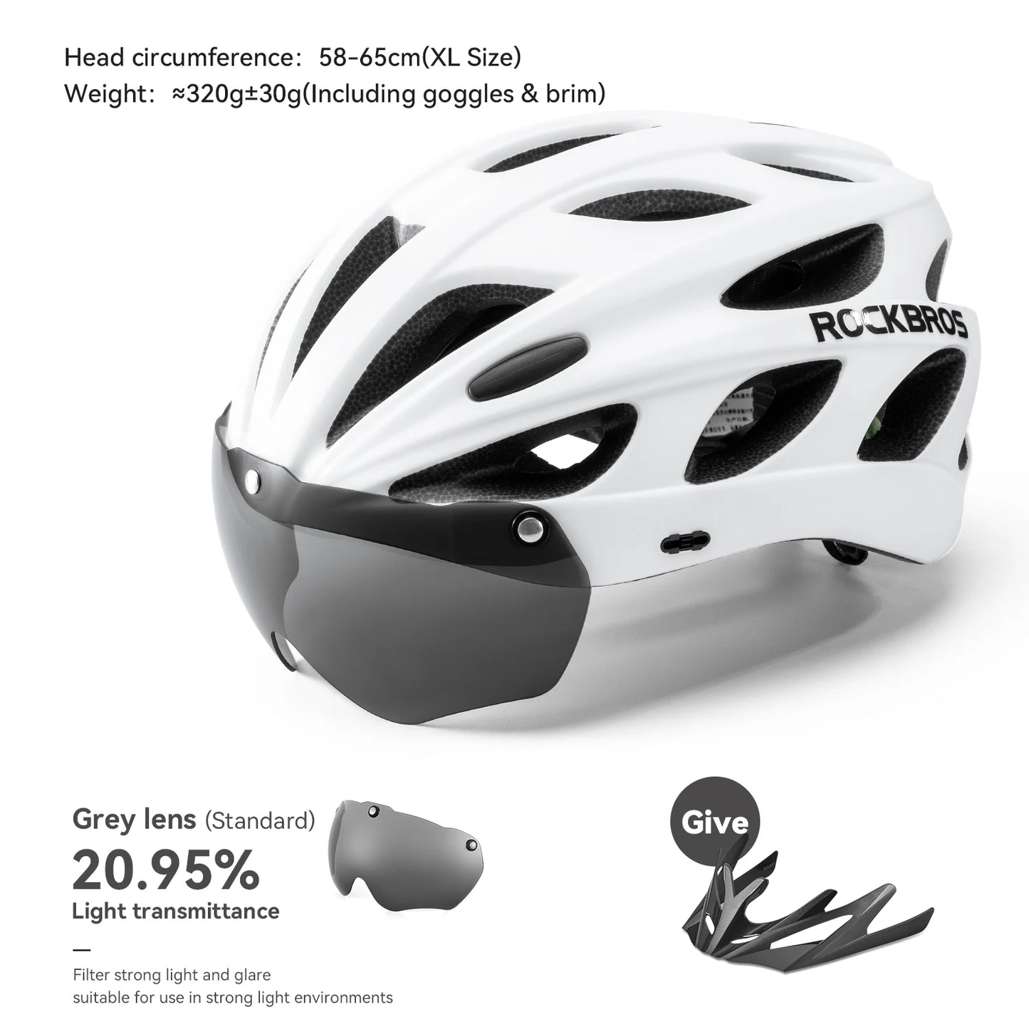 ROCKBROS Lightweight Cycling Helmet With Goggles For MTB And Road