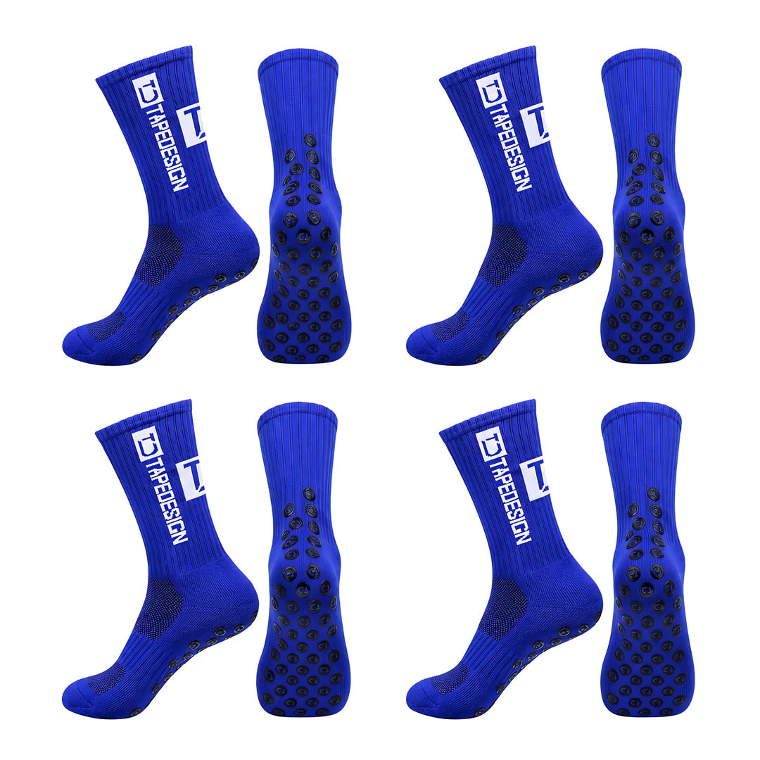4 Pairs of New TC Mid Tube Glued Football Socks for Sports Training and Competition, Non Slip and Breathable Socks