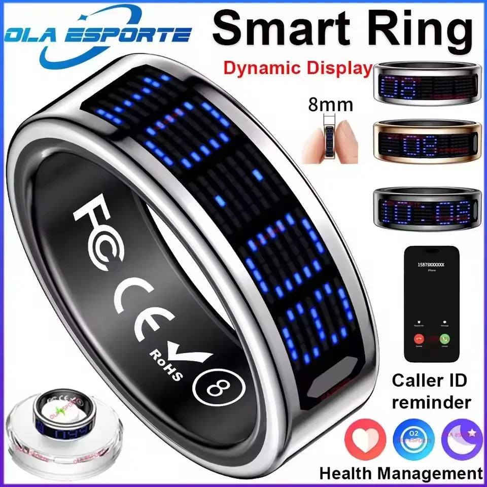 Smart Ring With LED Screen Caller ID And Fitness Features