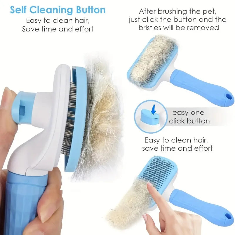 One Button Deshedding Brush for Dogs and Cats Easy Clean