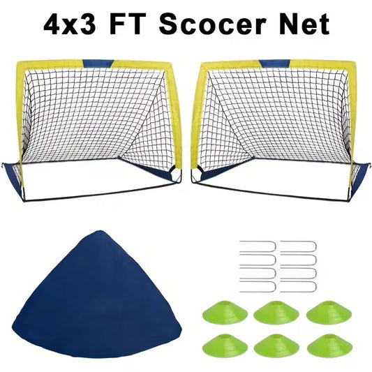 Portable Soccer Goals Two-Set For Backyard Or Indoor Use