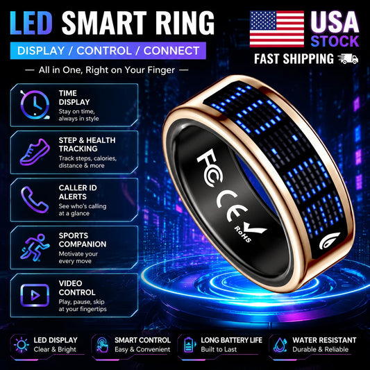 Smart Ring With LED Screen Caller ID And Fitness Features