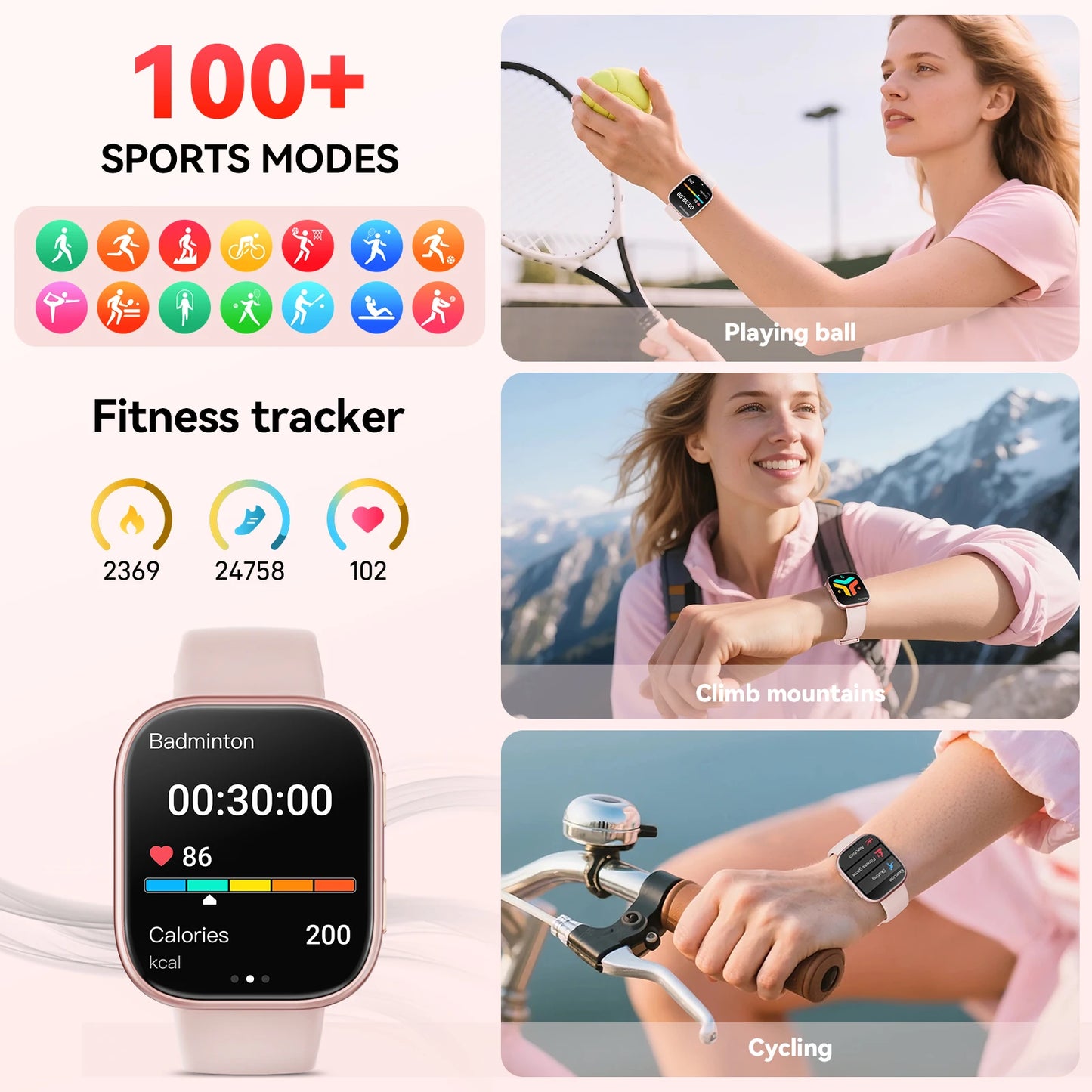Smartwatch With Bluetooth Calling Over 100 Sports Modes Heart Rate