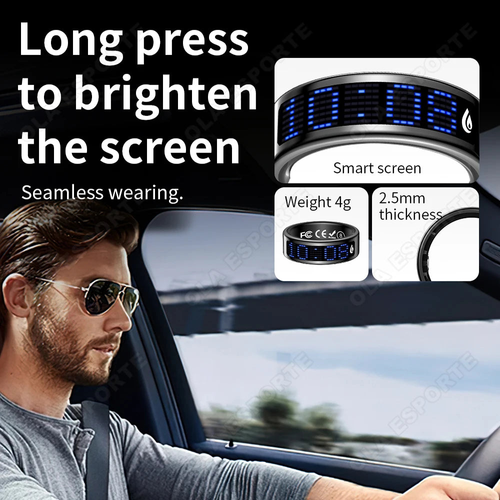 Smart Ring With LED Screen Caller ID And Fitness Features
