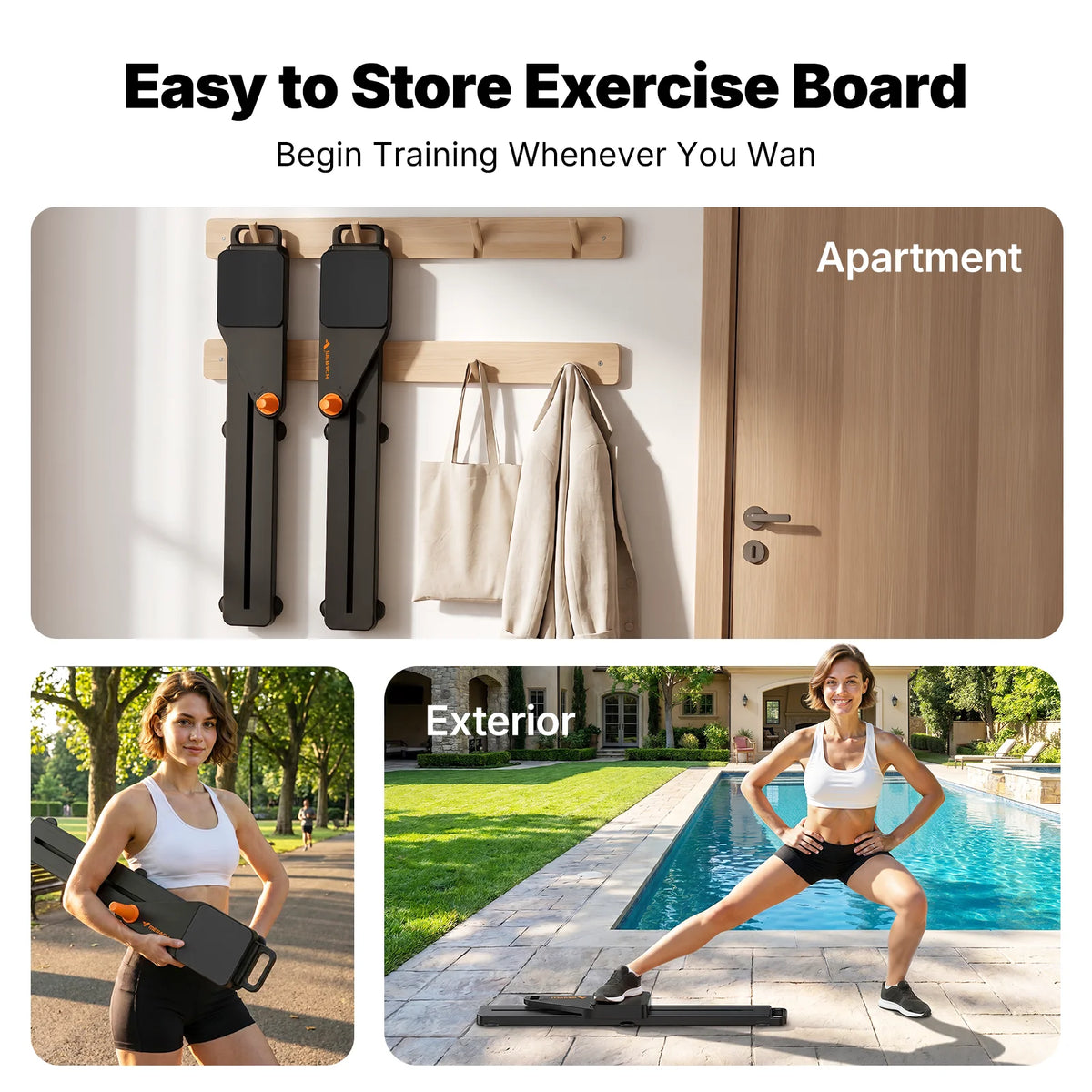 MERACH Foldable Pilates Reformer Board for Full Body Training