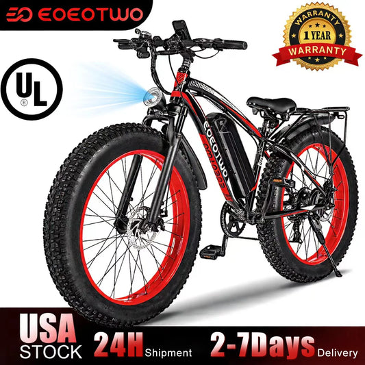 EOEOTWO Electric Fat Tire Mountain Ebike 1500W Peak 34MPH 390 Lb