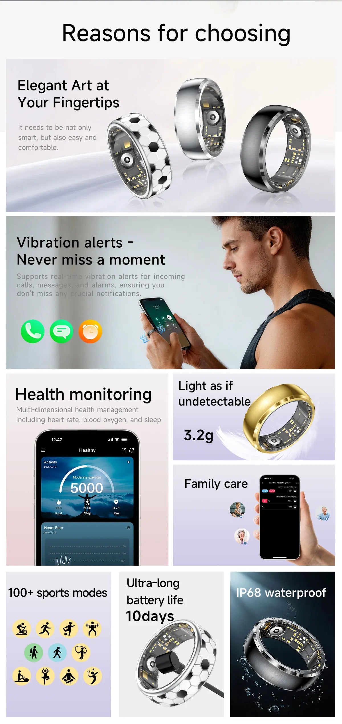 Smart Ring With Call Alerts Gesture Control And Health Tracking