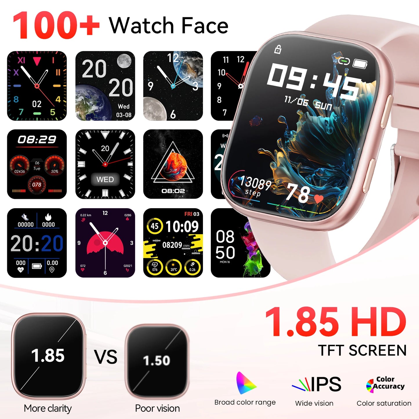 Smartwatch With Bluetooth Calling Over 100 Sports Modes Heart Rate