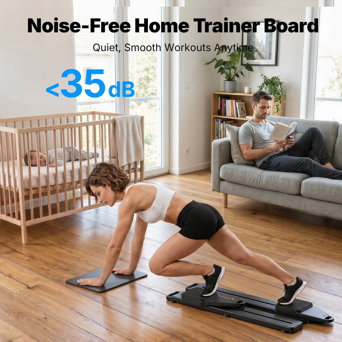 MERACH Foldable Pilates Reformer Board for Full Body Training