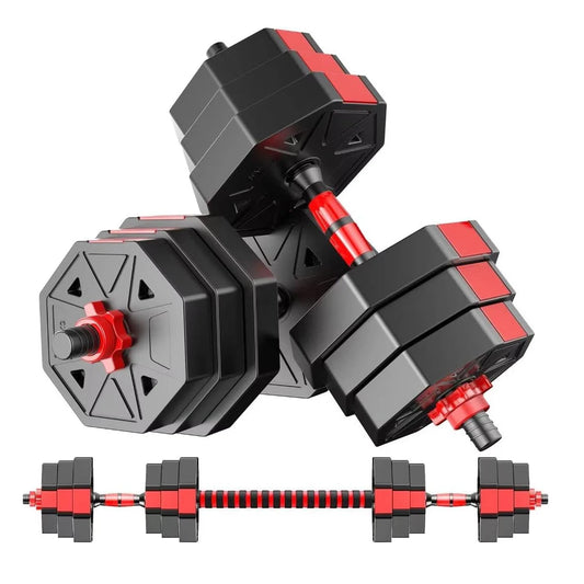 Adjustable Dumbbell To Barbell Fitness Set 44 Lb Anti Slip Grip 3 In 1