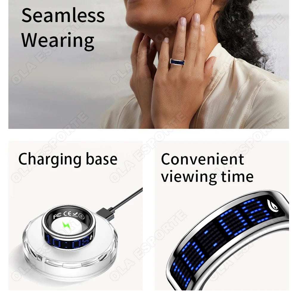 Smart Ring With LED Screen Caller ID And Fitness Features