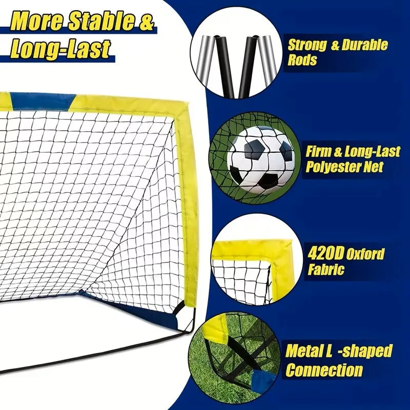 Portable Soccer Goals Two-Set For Backyard Or Indoor Use