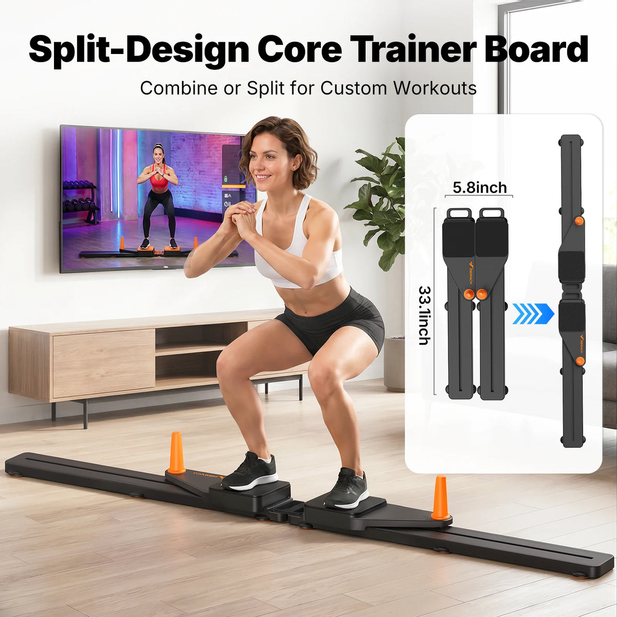 MERACH Foldable Pilates Reformer Board for Full Body Training