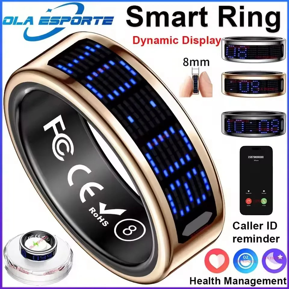 Smart Ring With LED Screen Caller ID And Fitness Features