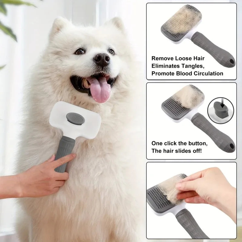One Button Deshedding Brush for Dogs and Cats Easy Clean