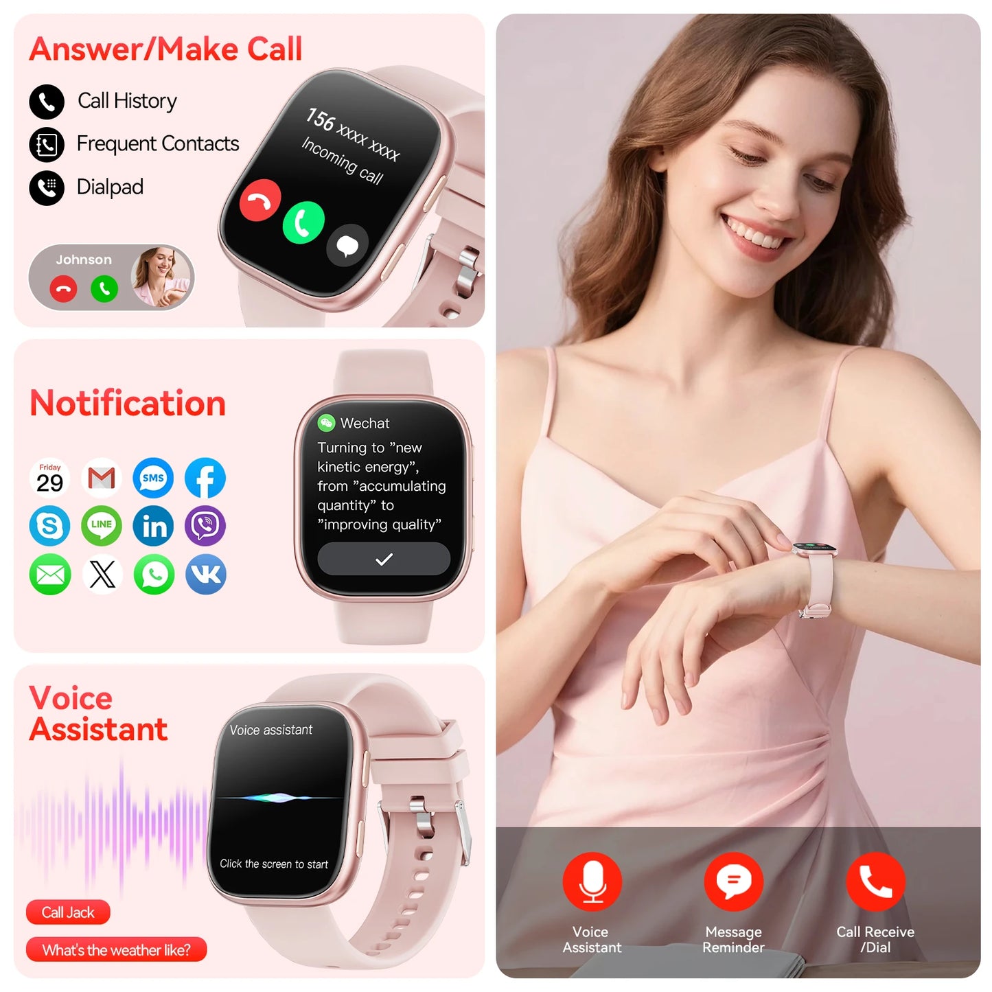 Smartwatch With Bluetooth Calling Over 100 Sports Modes Heart Rate