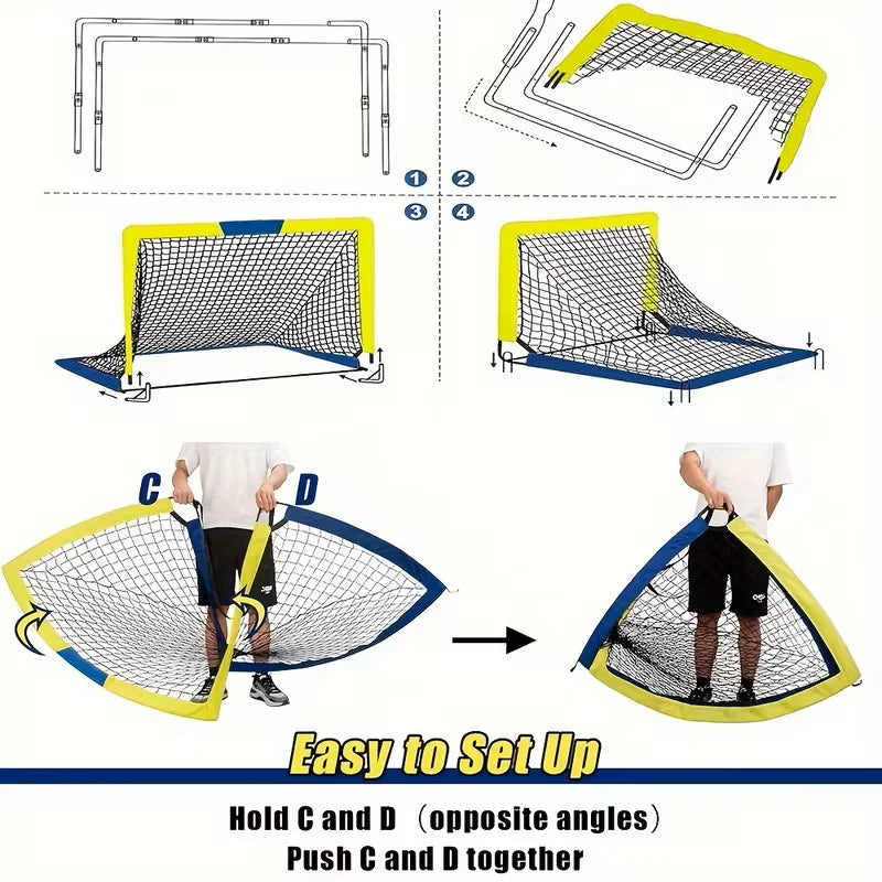 Portable Soccer Goals Two-Set For Backyard Or Indoor Use