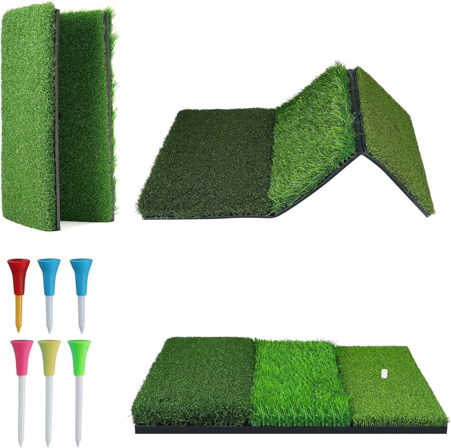 Golf Hitting Mat Thickened Practice Turf With Non-Slip Rubber Back
