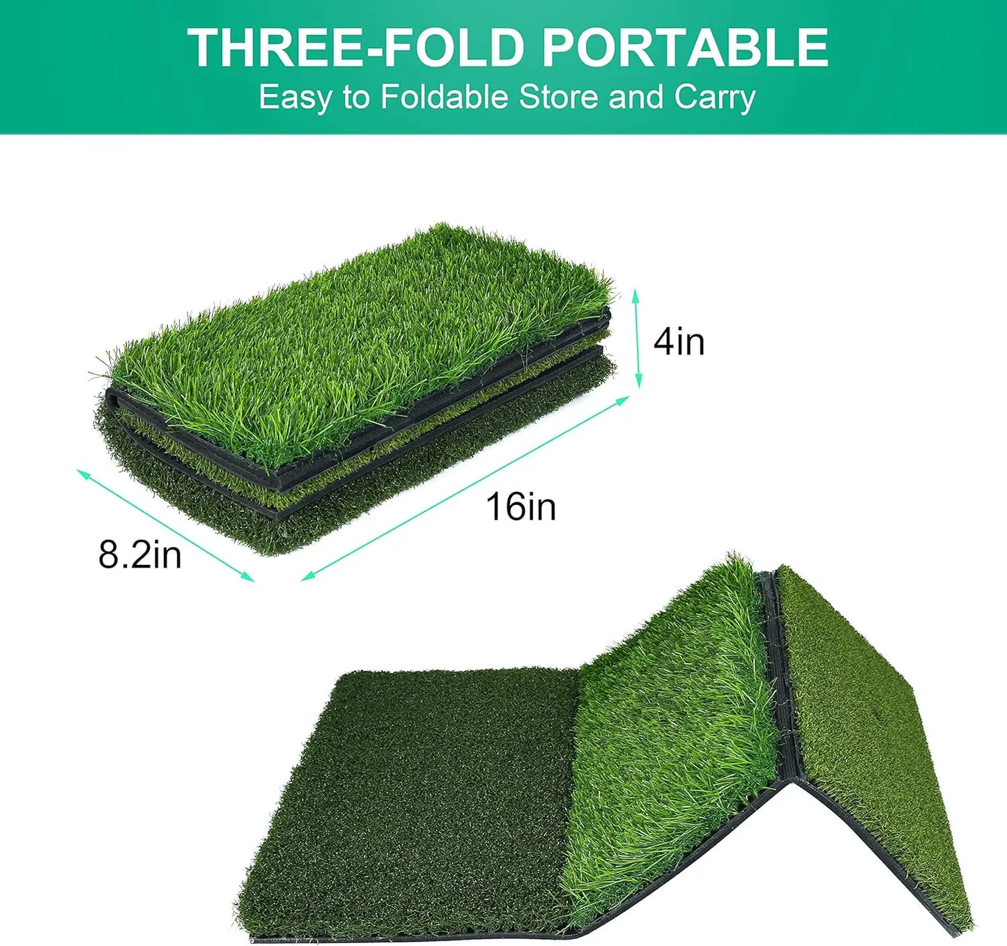 Golf Hitting Mat Thickened Practice Turf With Non-Slip Rubber Back