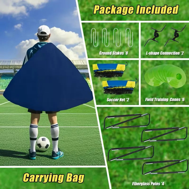 Portable Soccer Goals Two-Set For Backyard Or Indoor Use
