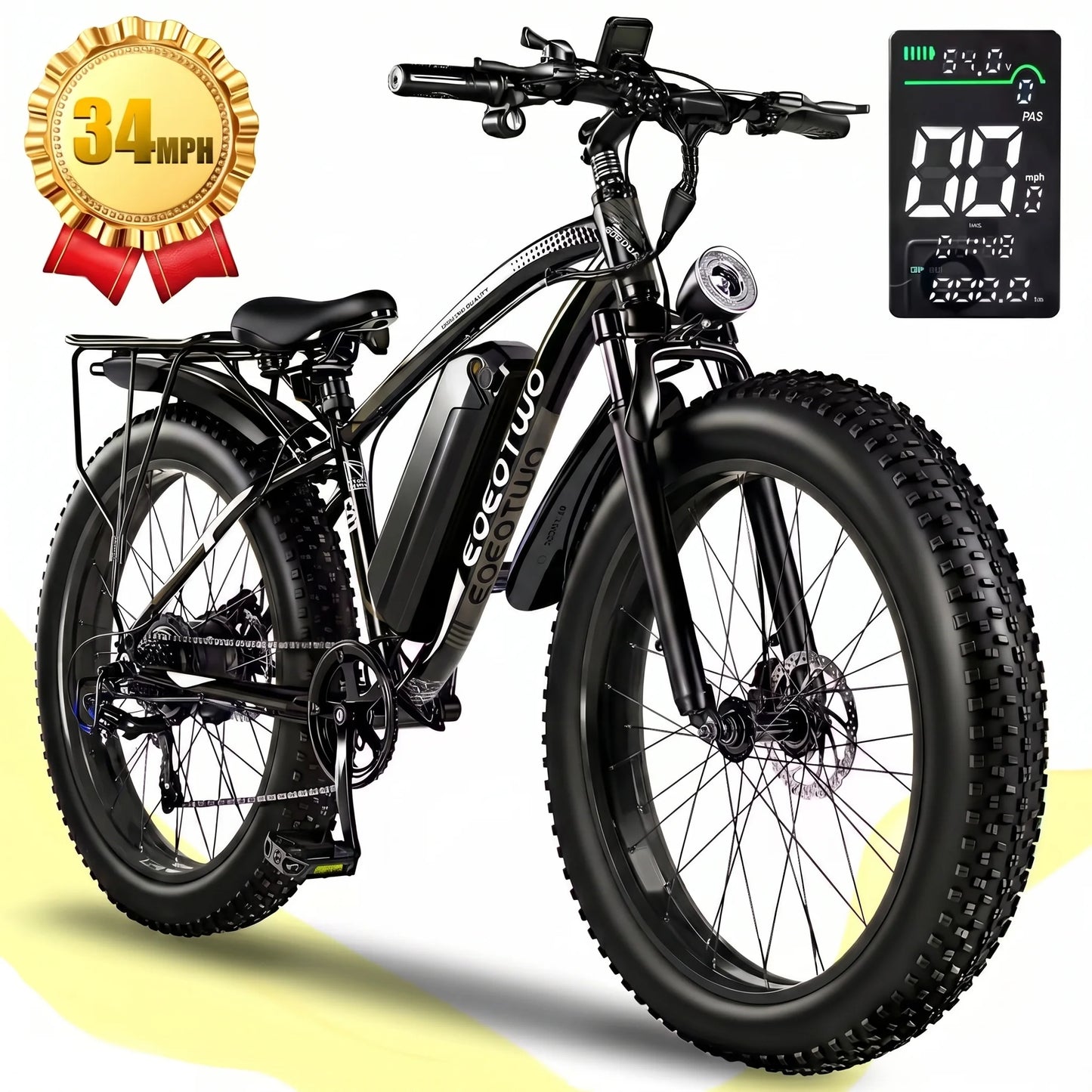 EOEOTWO 1500W Fat Tire Electric Bike All Terrain Ebike 34 MPH 48V