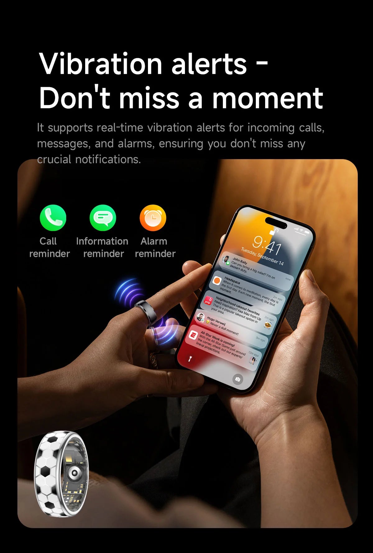 Smart Ring With Call Alerts Gesture Control And Health Tracking