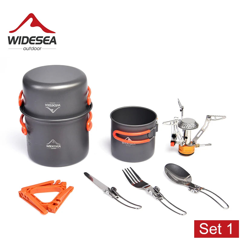 Widesea Camping Cookware Set Portable Aluminum Pot And Cup Kit