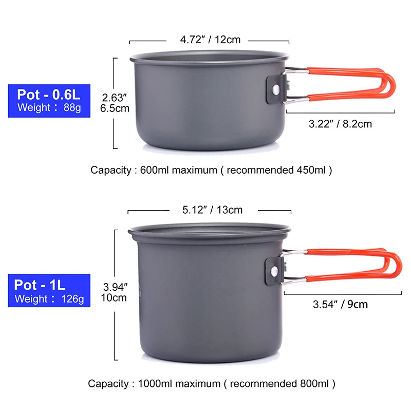 Widesea Camping Cookware Set Portable Aluminum Pot And Cup Kit
