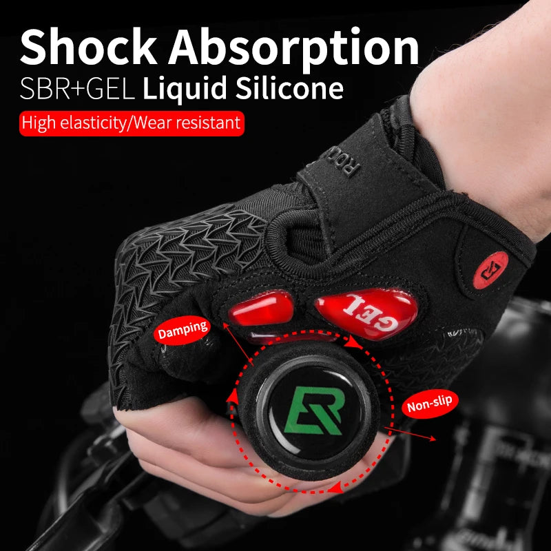 ROCKBROS Half Finger Cycling Gloves Anti Slip Gel Pad Breathable