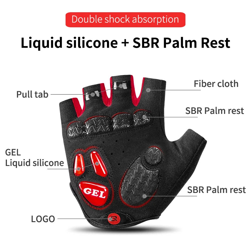 ROCKBROS Half Finger Cycling Gloves Anti Slip Gel Pad Breathable