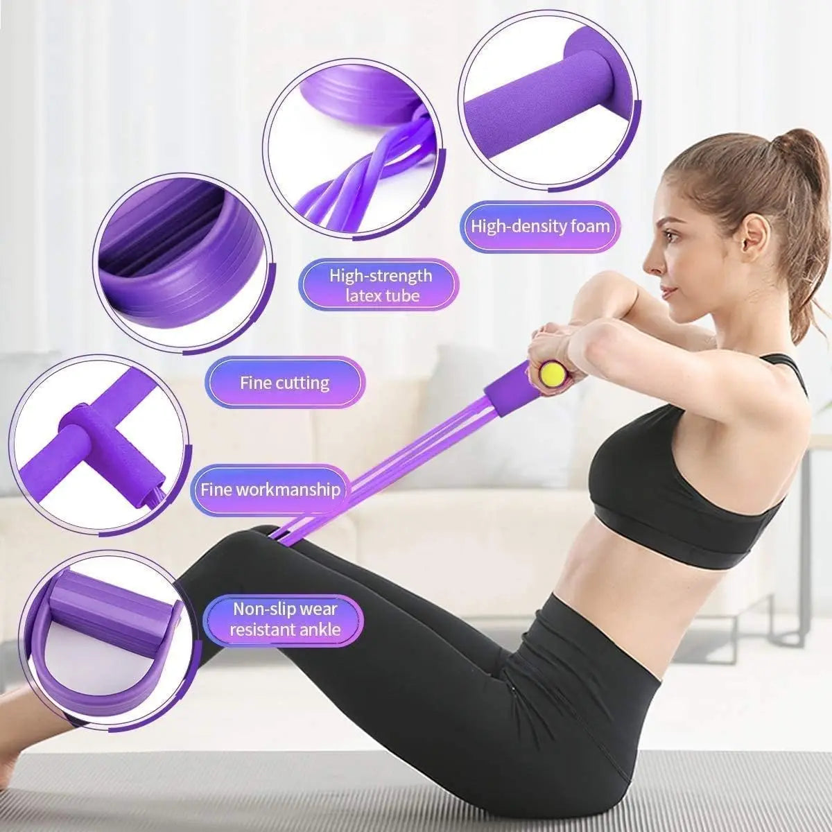 Resistance Band Set With Four Tubes For Full Body Workout