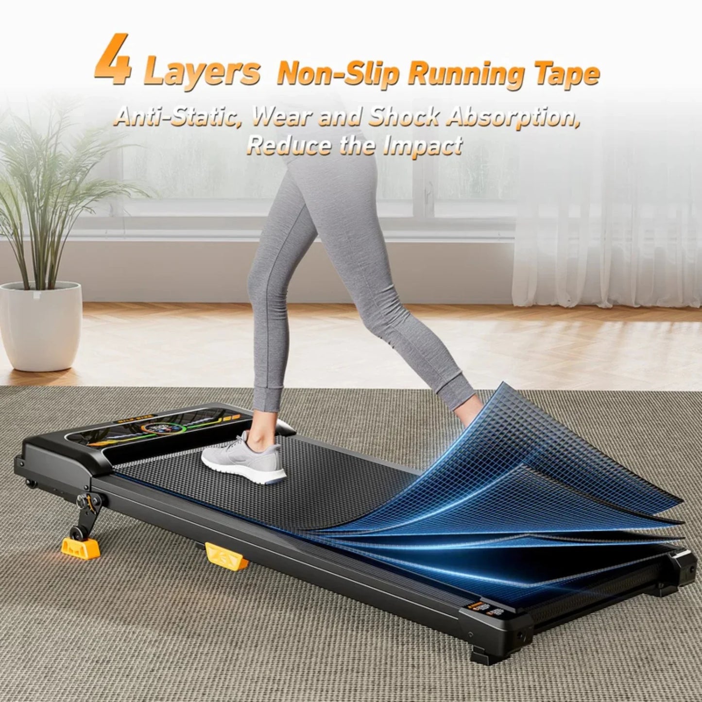 Portable Incline Walking Pad Under Desk Treadmill LED Display 330lb