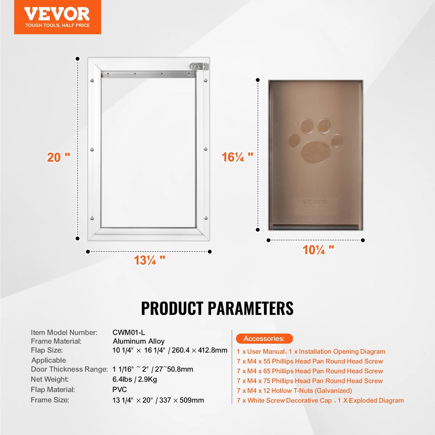 Pet Door With Aluminum Frame Locking Flap System Weatherproof
