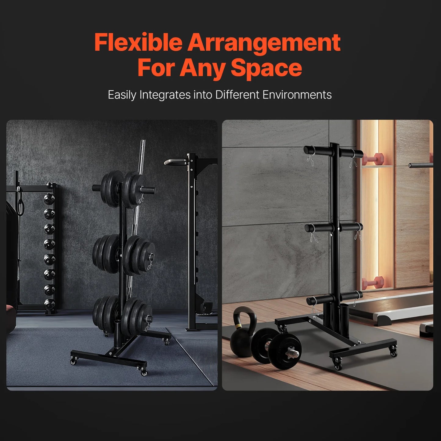 VEVOR Weight Plate Rack With Wheels 1000 Lbs Load Capacity