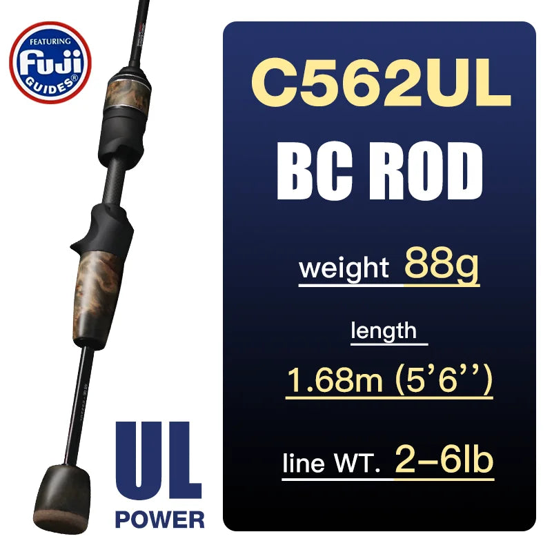 SeaSir Ultralight Spinning Baitcasting Fishing Rod With Carbon Handle Fuji Guides