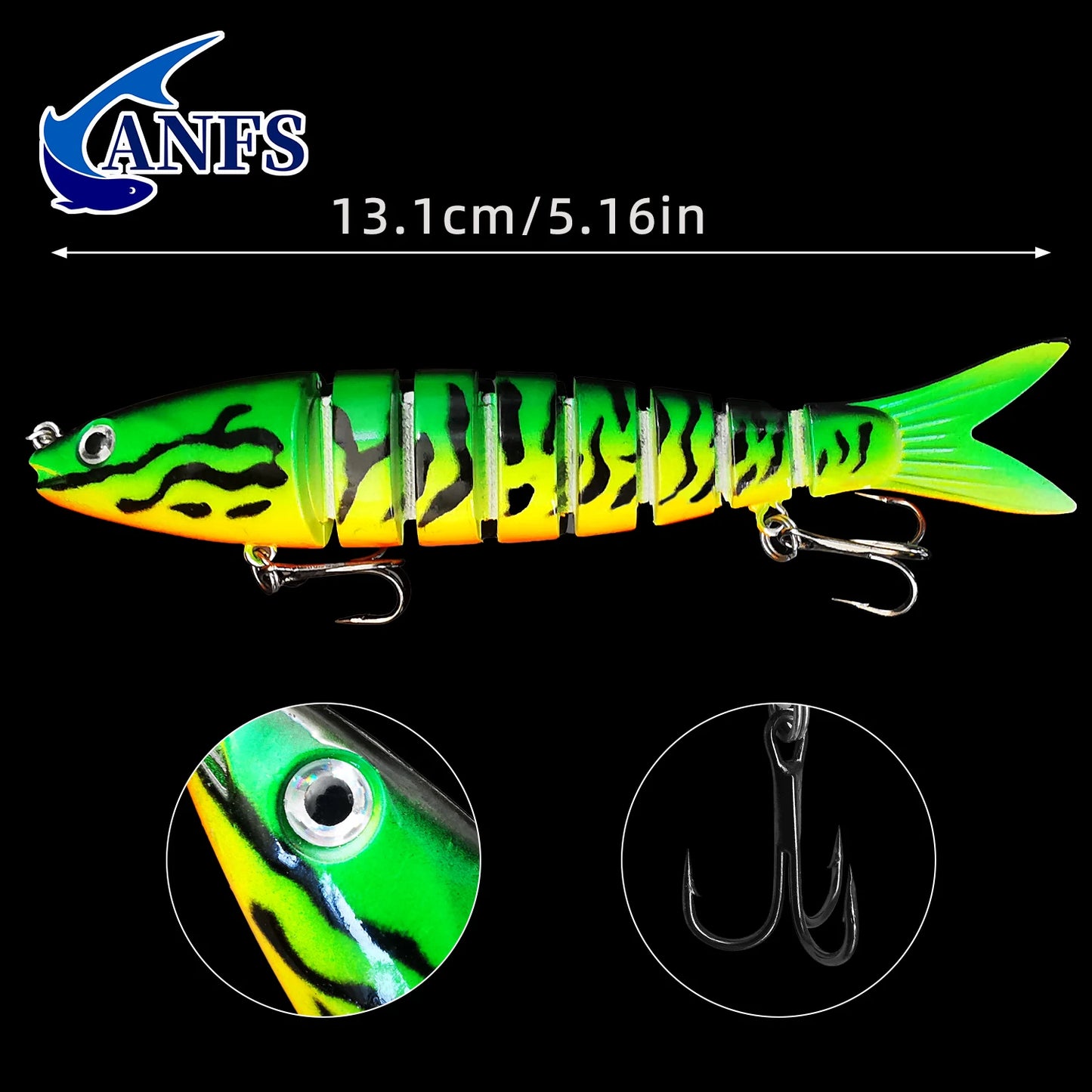 ANFS 3-Piece Multi Jointed Swimbait Lure Kit For Freshwater