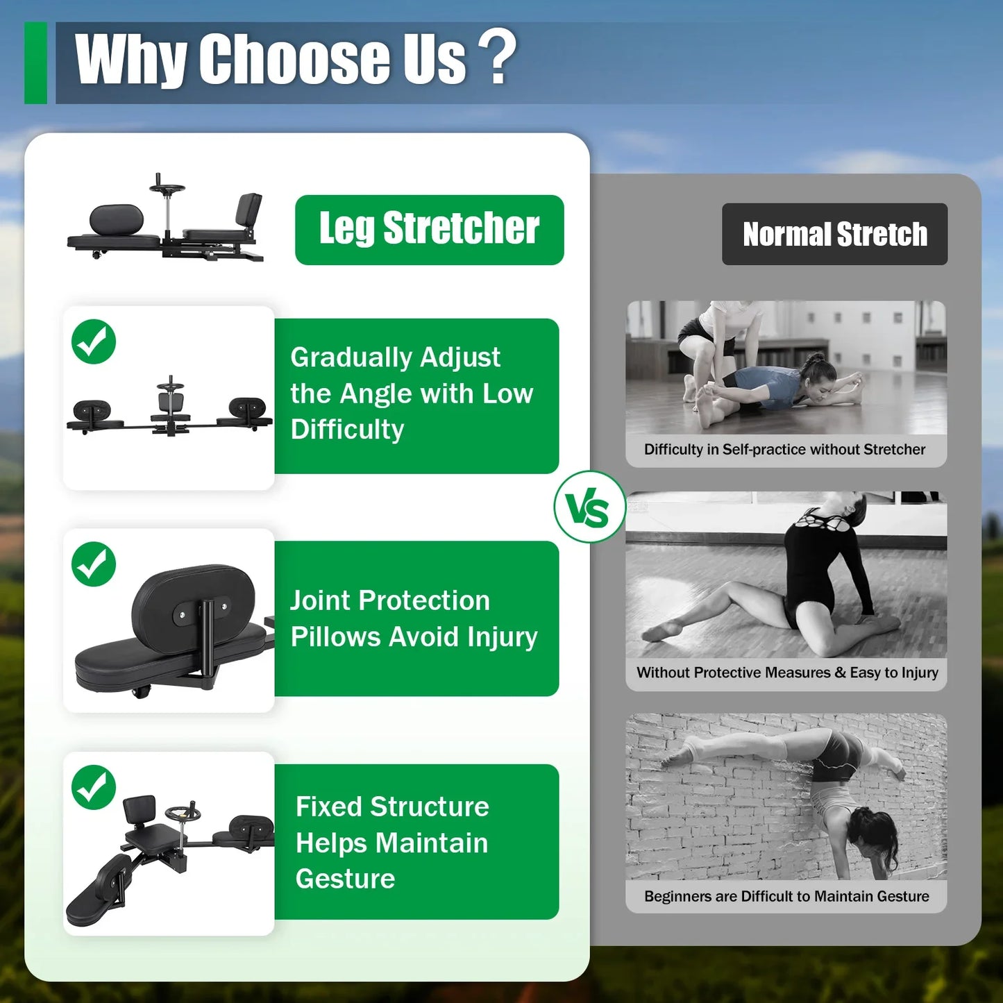 Leg Stretcher 3 Bar Spreader Heavy Duty For Leg Flexibility