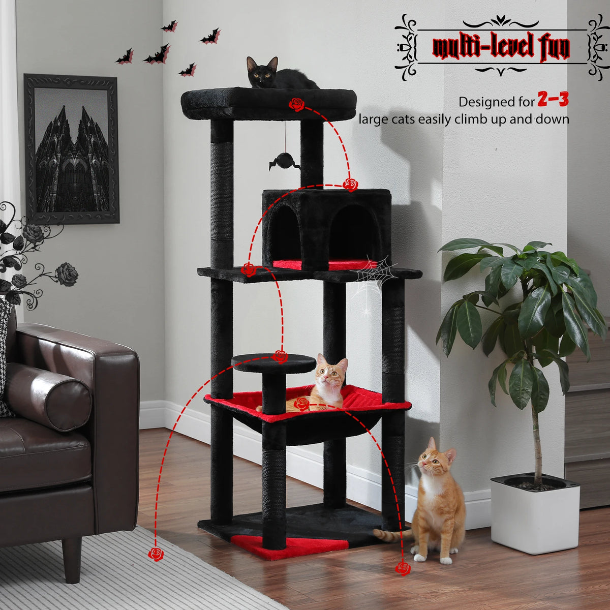 PAWZ Road Cat Tree with Hammock Condo and Scratching Posts