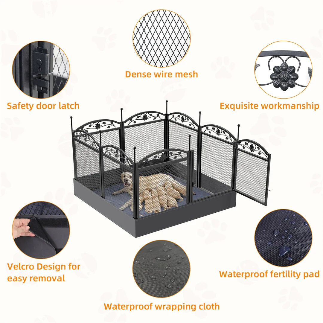BINGOPAW Eight Panel Heavy Duty Dog Playpen With Waterproof Pad