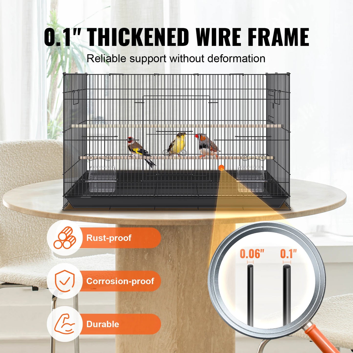 SucceBuy Parrot Bird Cage With Rolling Stand And Tray