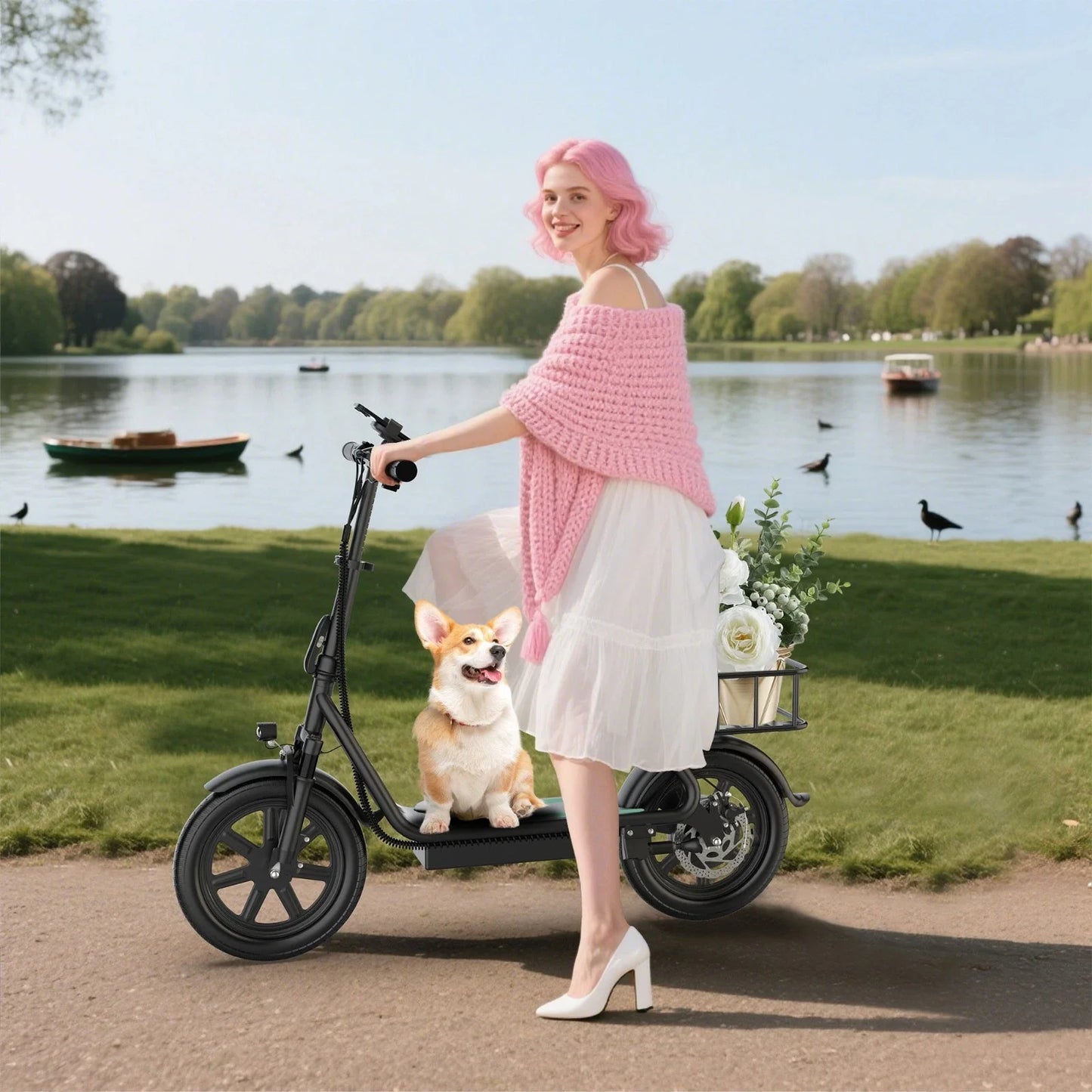 JH1 500W Electric Scooter With Seat 48V Battery 28 Mile Range